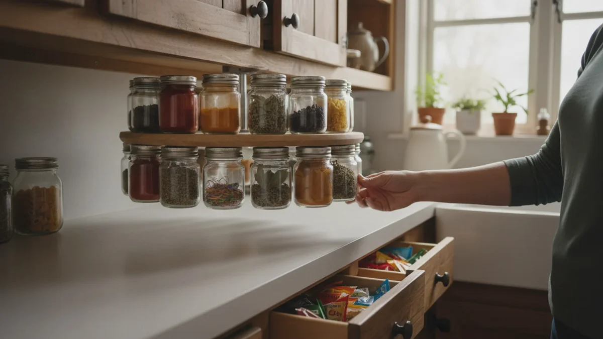 Dette enkle trick med små syltetøjsglas løser rodet med krydderier