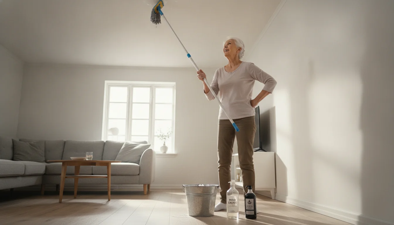 Med denne simple opløsning vasker du nemt vægge og lofter fra gulvet