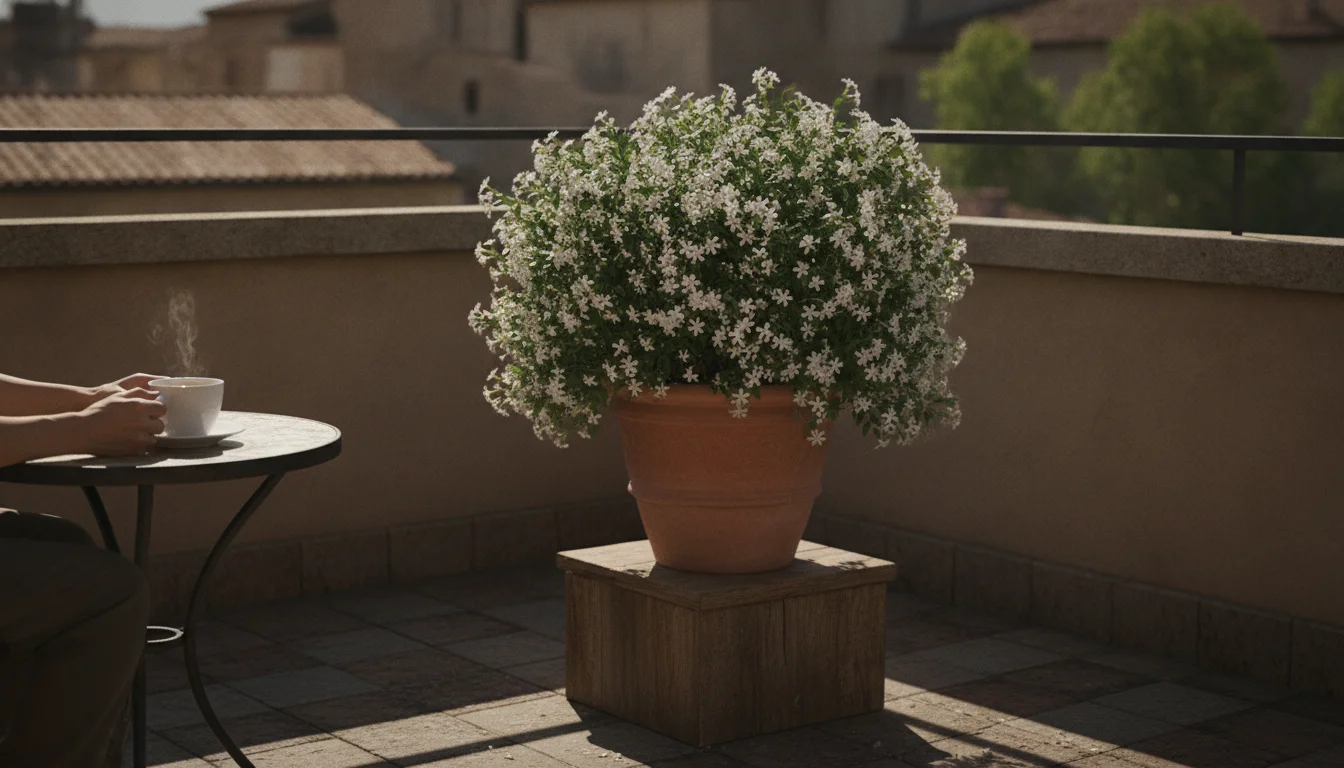 En enkelt nem blomst, der naturligt spreder sommerduft på hele altanen